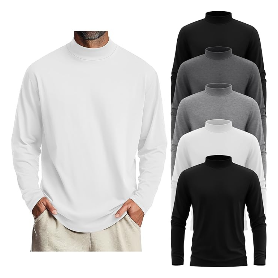 5-Pack Men's Turtleneck Long Sleeve Shirt (Various)