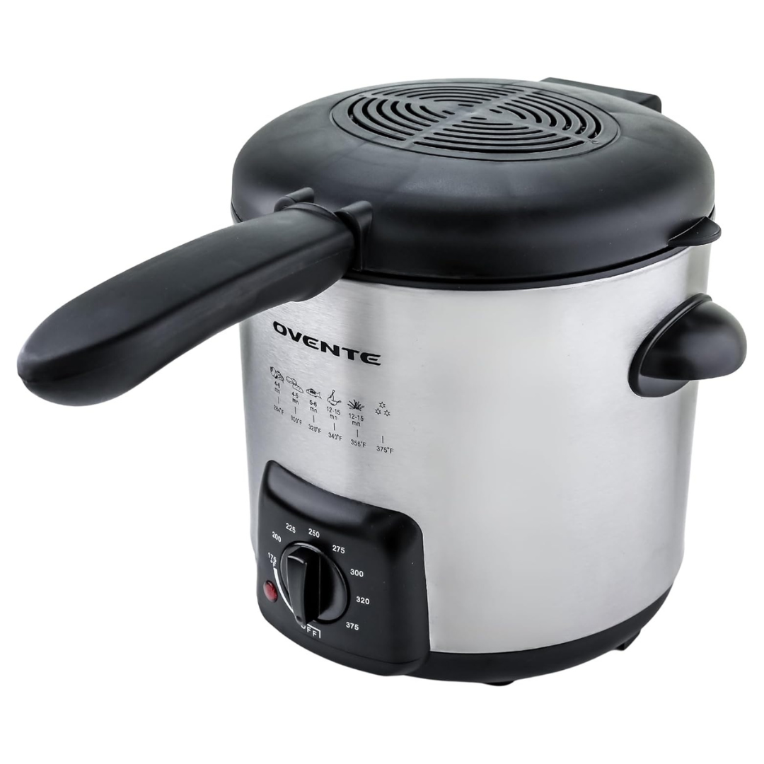 OVENTE 0.9L Stainless Steel Countertop Electric Deep Fryer
