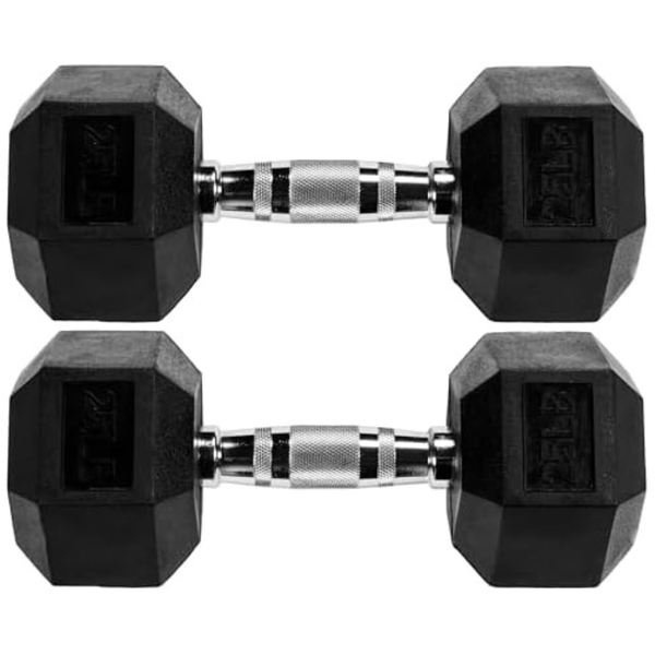 25-lb Fitvids Premium Rubber Encased Hex Dumbbells (Pair)