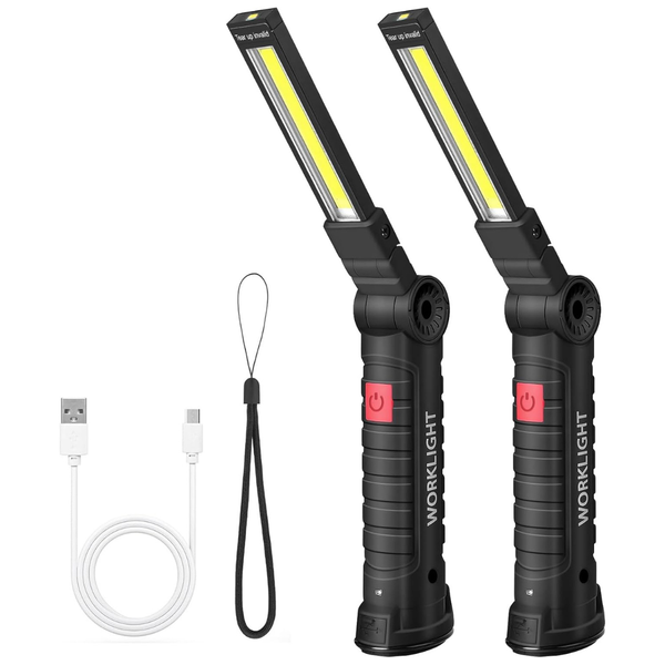 2-Pack Rechargeable LED Flashlight With Magnetic Base