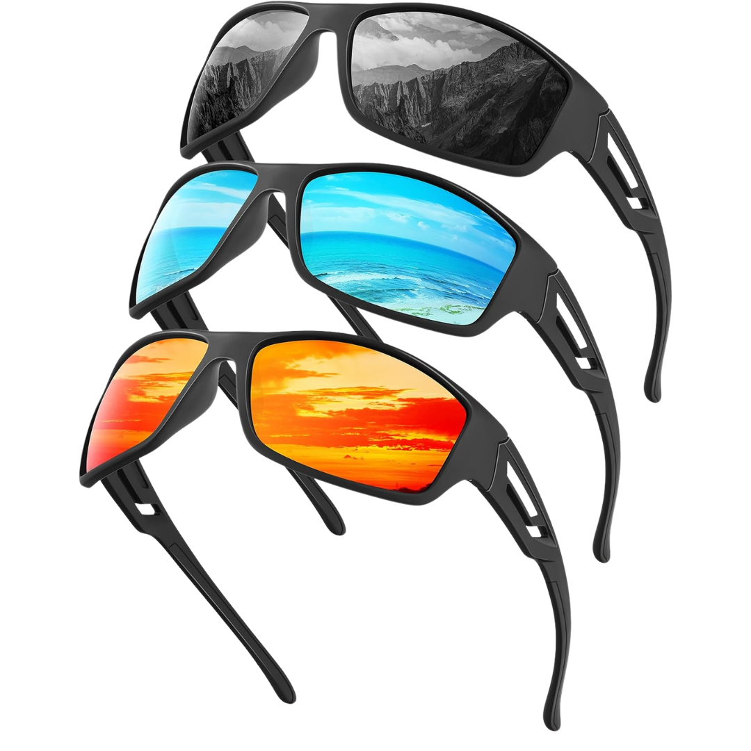 3-Pack Men's Polarized UV Protection Sport Sunglasses