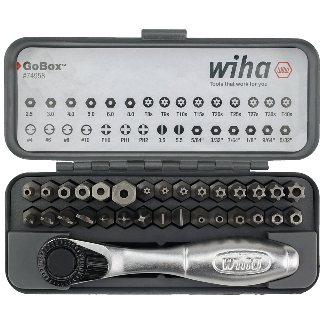 32-Piece Wiha 74958 GoBox Security Bit Set with Mini Ratchet