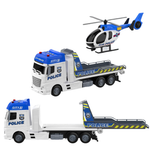21.2" Semi Police Transport Truck Toy with Helicopter