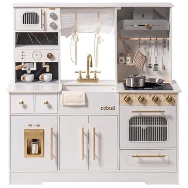 Kids Wooden Play Pretend Toy Kitchen Set