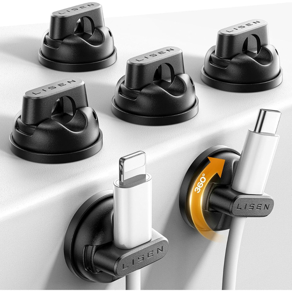 6-Pack Lisen Magnetic Rotatable Cord Holder