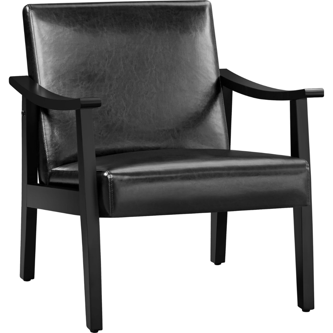 Yaheetech PU Leather Mid-Century Accent Chair (2 Colors)