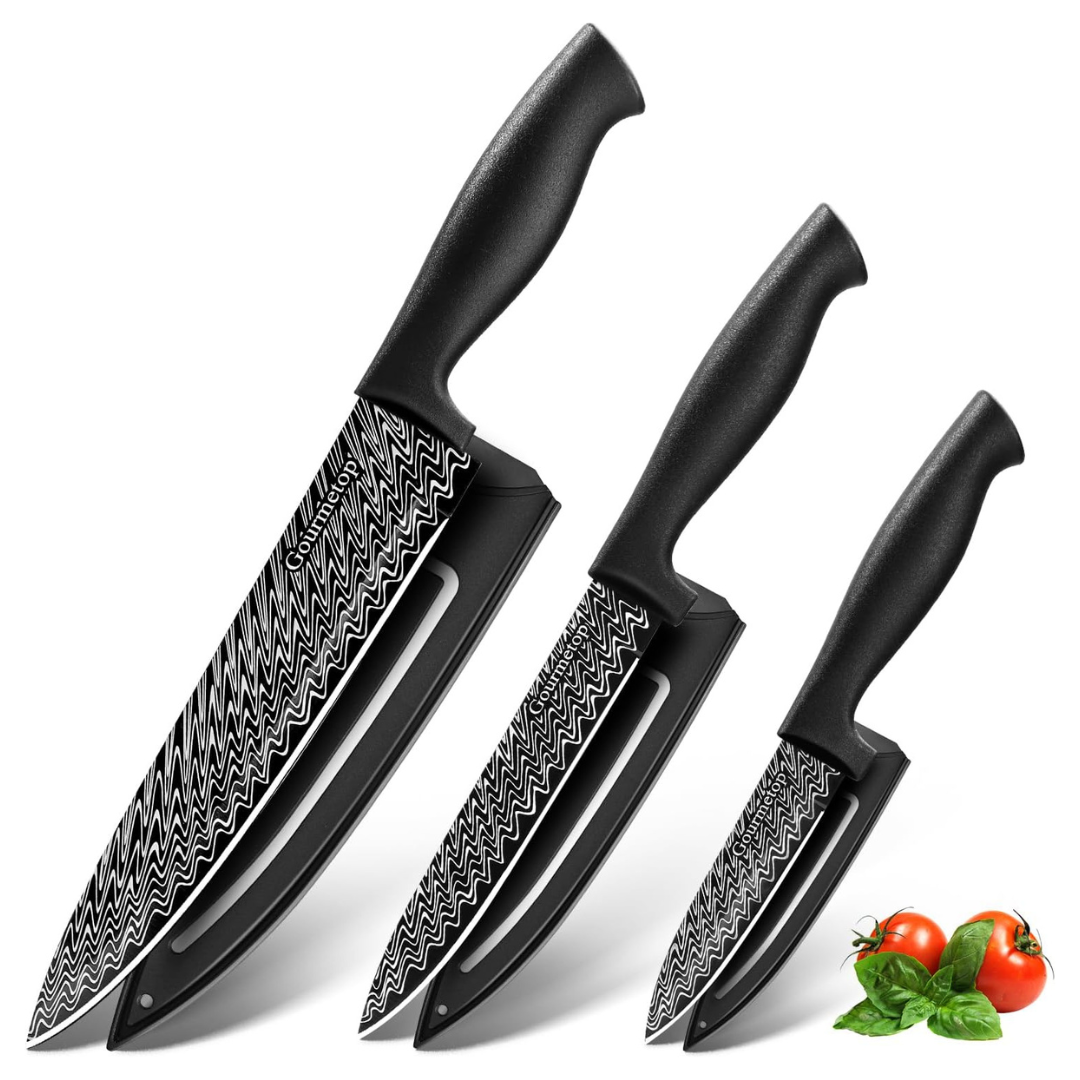 3-Piece Gourmetop Kitchen Knife Set With Cover