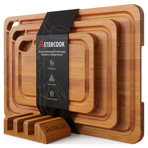 4-Piece Astercook Bamboo Cutting Board Set (Assorted Sizes)