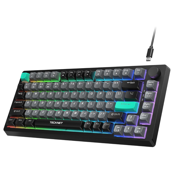 Tecknet 75% 82-Key RBG Backlit Wired Gaming Keyboard