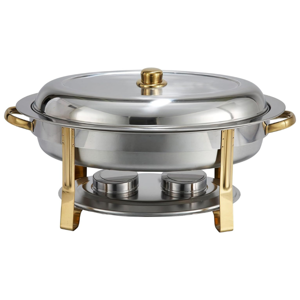 6 QT Winco Malibu Stainless Steel Chafer With Gold Accents