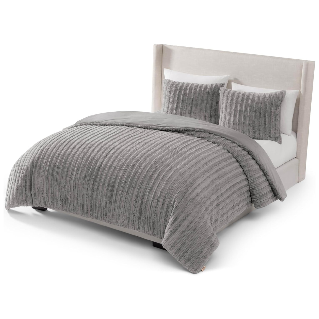 3-Piece UGG Full/Queen Plush Faux Fur Comforter Set W/ 2 Pillow Shams