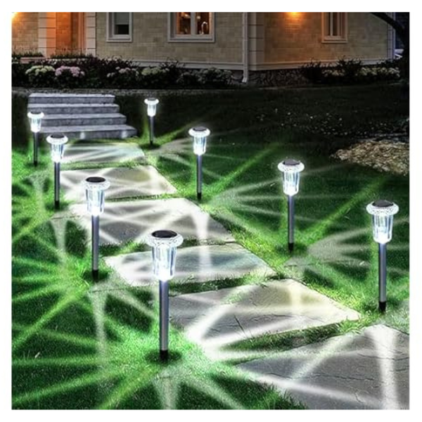 10-Pack Waterproof Stainless Steel Solar Stake Lights