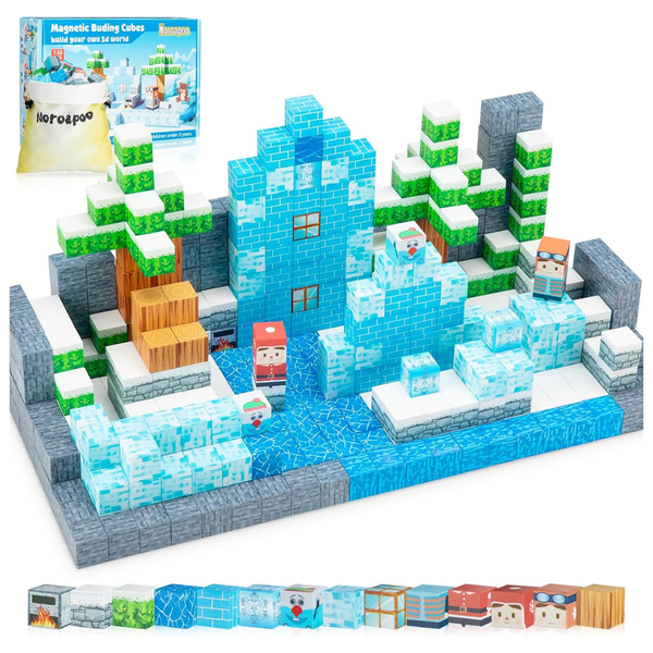 130-Pieces Build Mine Frozen 3D Magnetic Tile World Set