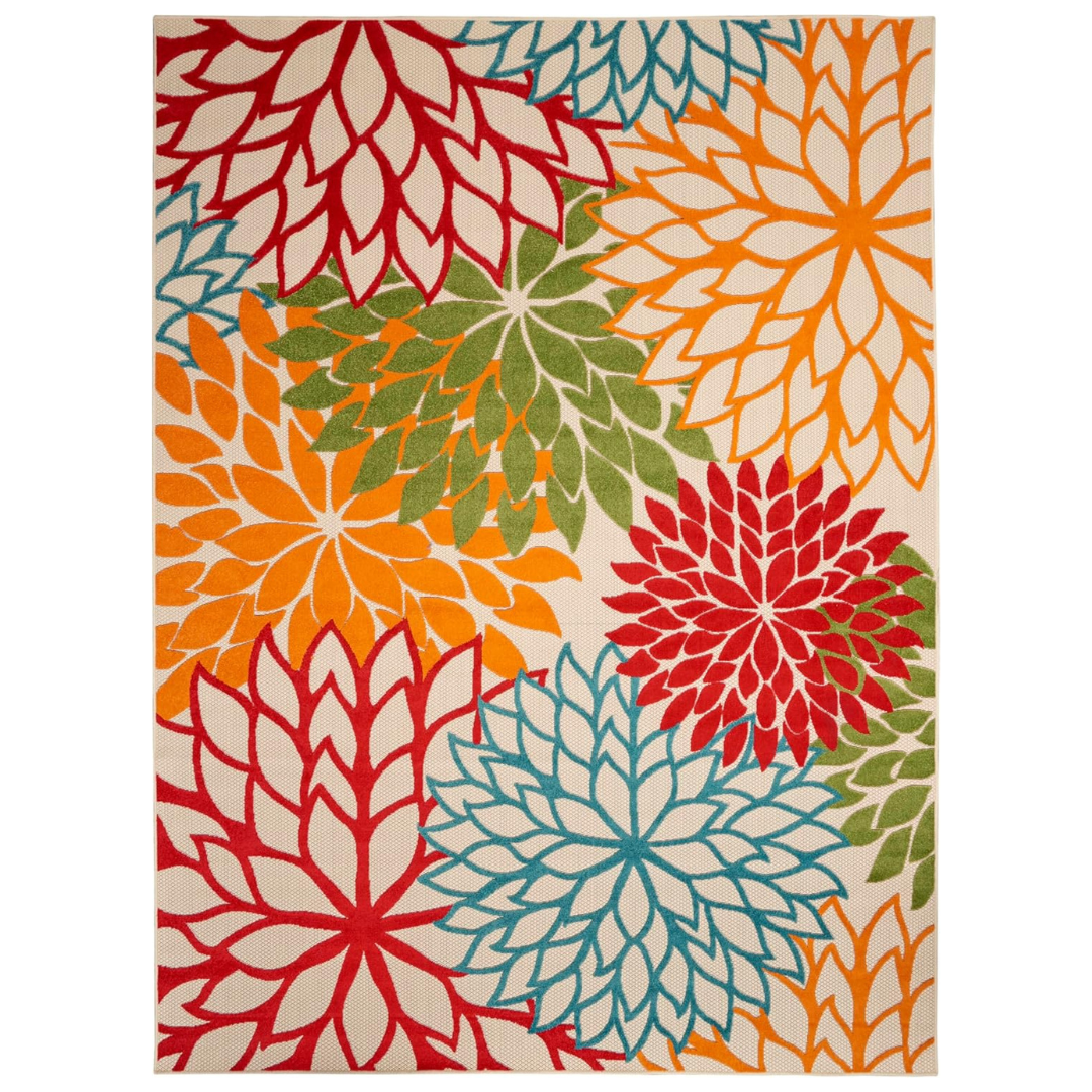 9'6" x 13' Nourison Home Aloha Green Tropical Indoor/Outdoor Fabric Rug