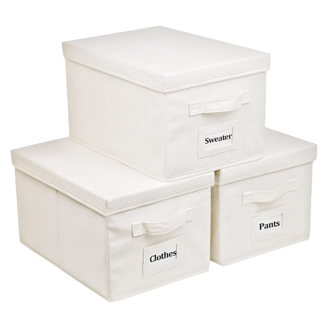 3-Piece Fordonral Collapsible Closet 15" 22-Quart Fabric Storage Boxes W/ Handles