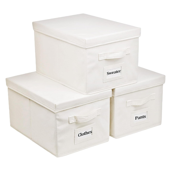 3-Piece Fordonral Collapsible Closet 15" 22-Quart Fabric Storage Boxes W/ Handles