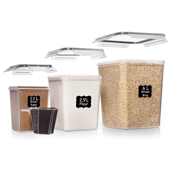 Set Of 3 Shazo Flour & Sugar Storage Containers