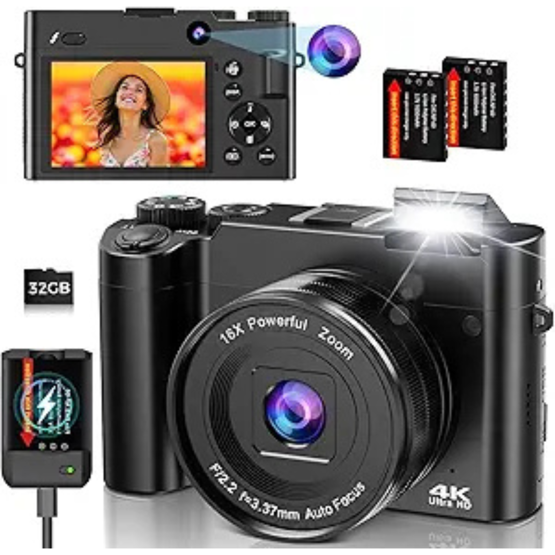 Duoch 4K 64MP Digital Camera With Dual Lens