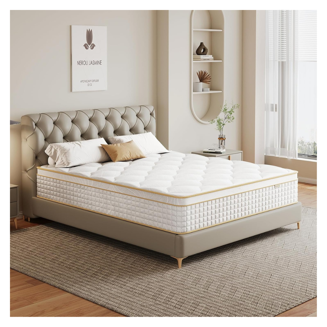12'' Queen Hybrid Mattress W/ Memory Foam & Pocket Springs