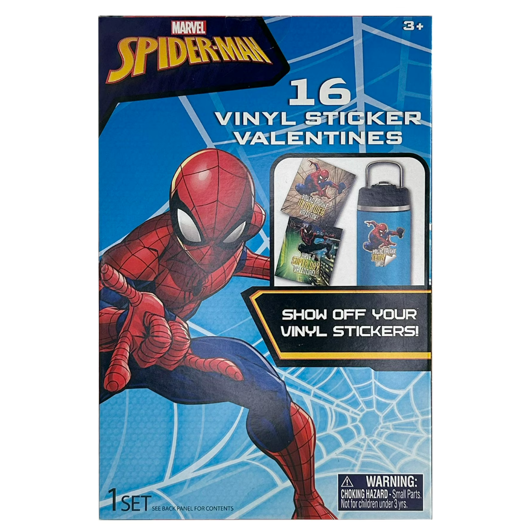 16-Pack Marvel Spider-Man Valentine's Day Exchange Cards With Vinyl Stickers