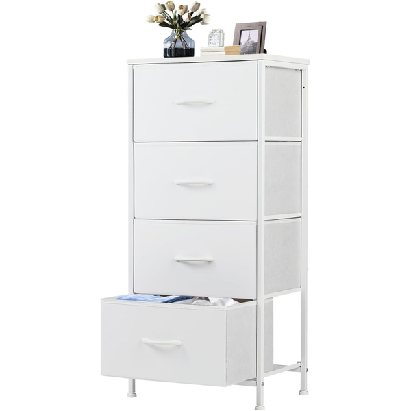 DUMOS Nightstand With 4 Drawers & Removable Fabric Bins