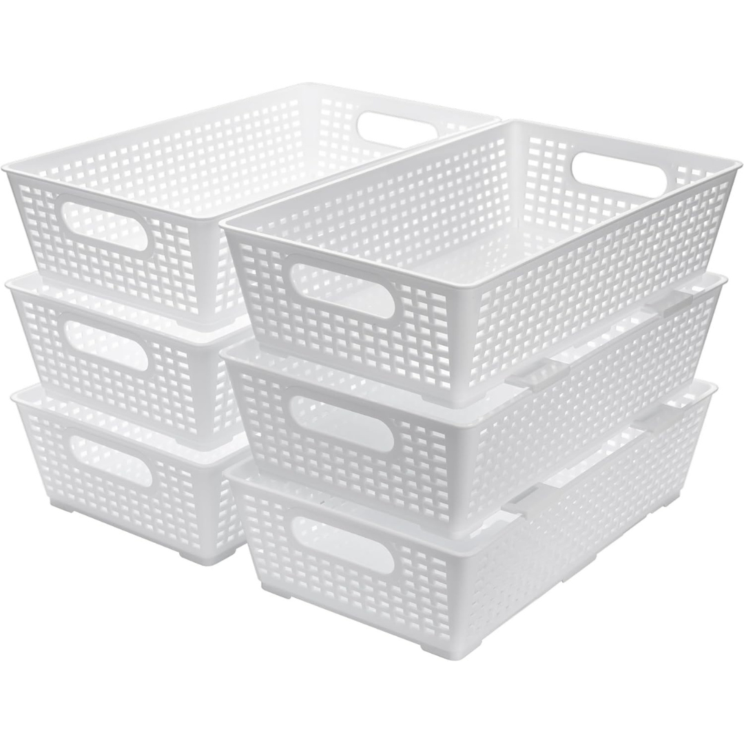6-Pack Tiawudi Stackable Woven Plastic Basket