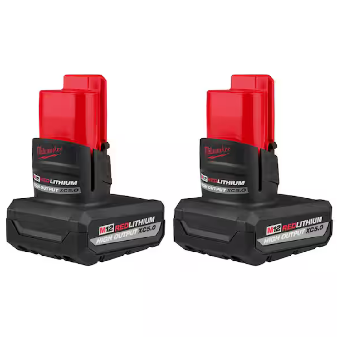 2-Pack Milwaukee M12 12V Lithium-Ion XC High Output 5 Ah Battery