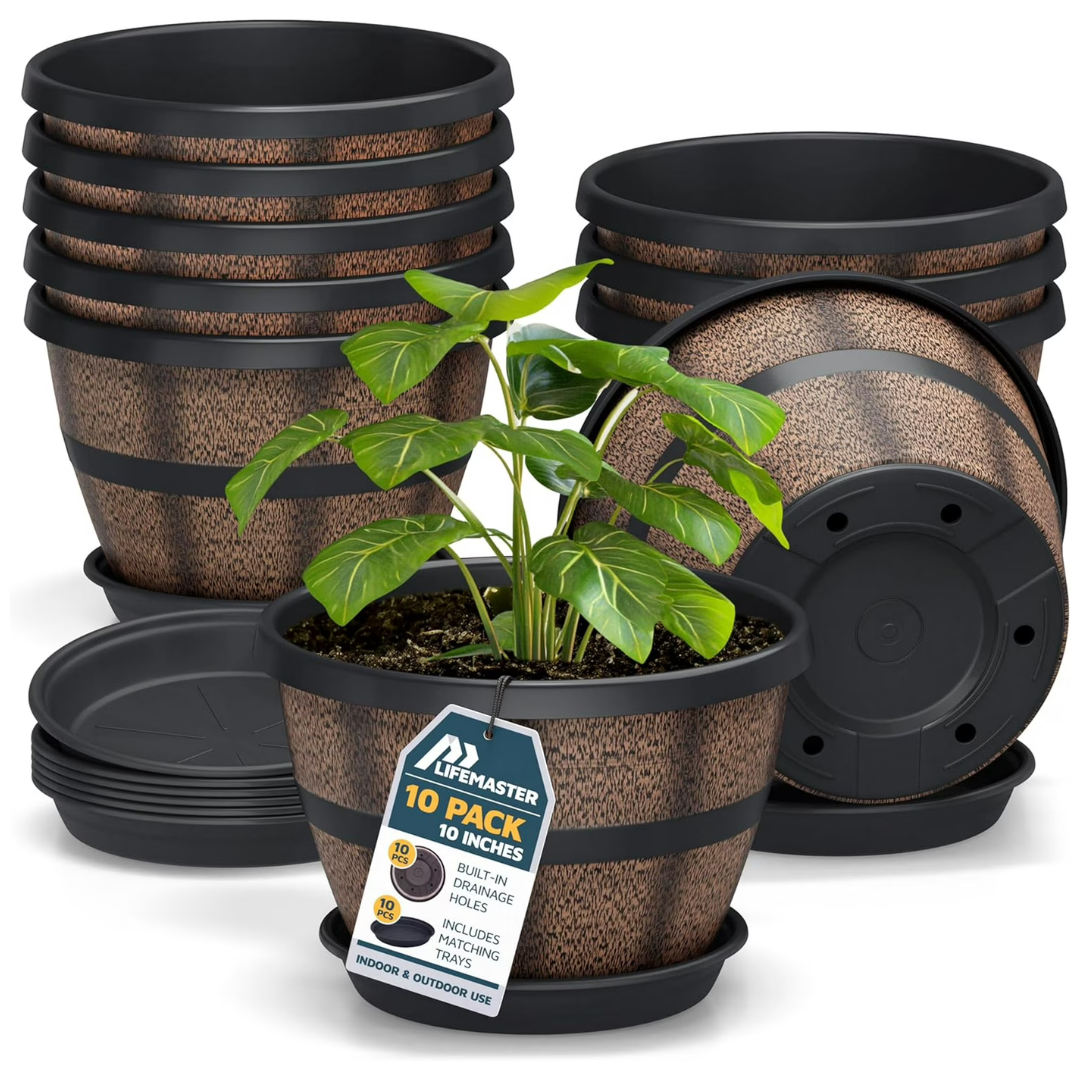 10-Pack 10" Whiskey Barrel Planter