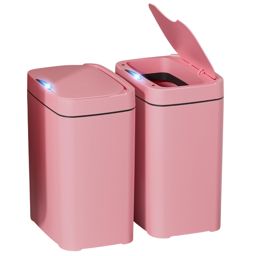 2-Pack Vanpopubs 2.7 Gal Smart Bathroom Trash Cans with Lids
