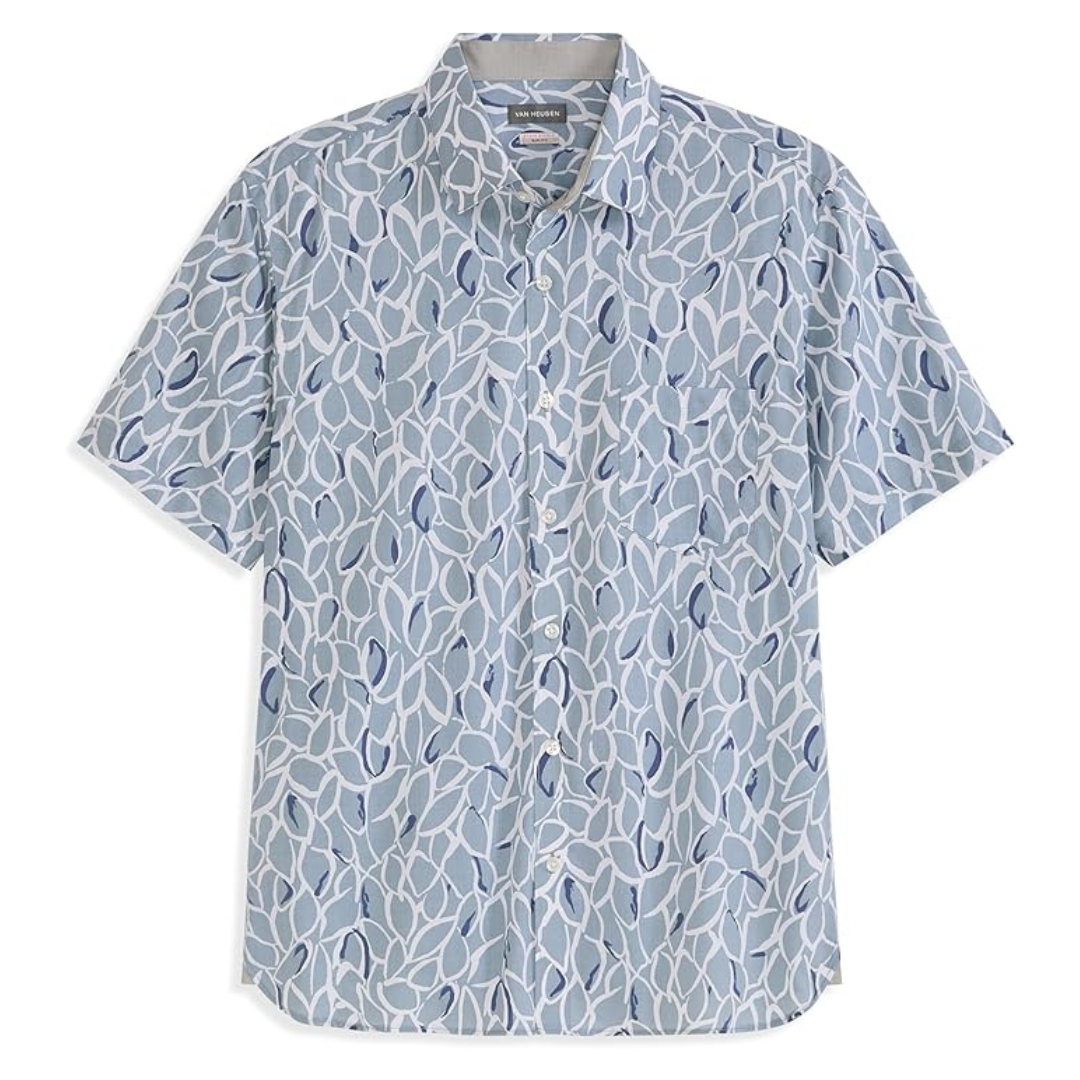 Van Heusen Men's Wrinkle Free Short Sleeve Button Down Check Shirt