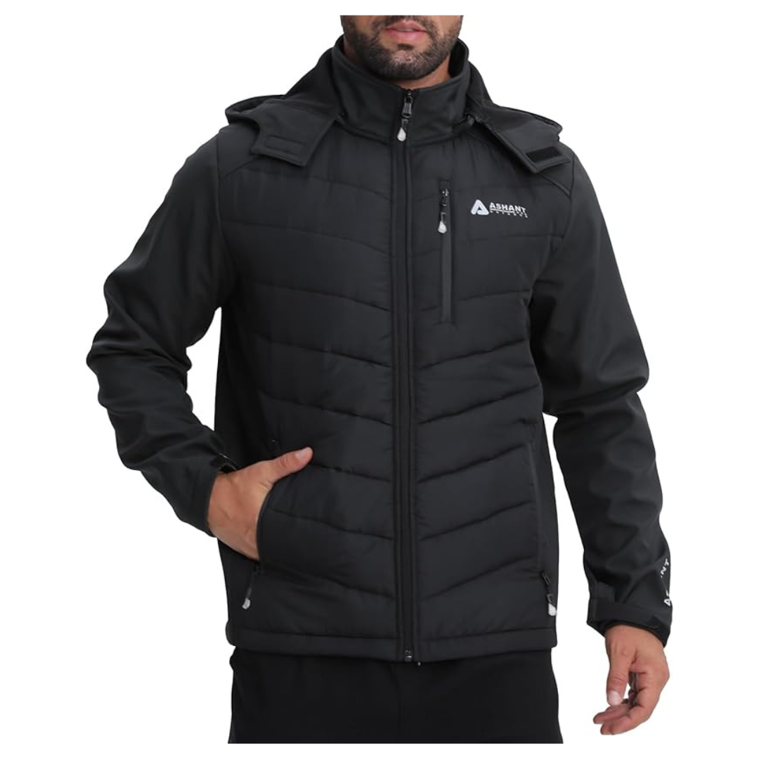 Lololeneon Men's Insulated Hooded Active Softshell Jacket