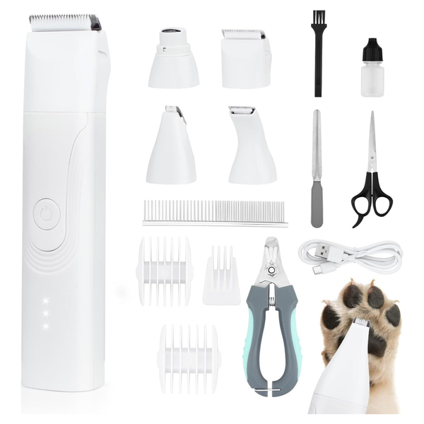 14-in-1 Dog Hair Trimmers With Paw Nail Grinder & Pet Clippers