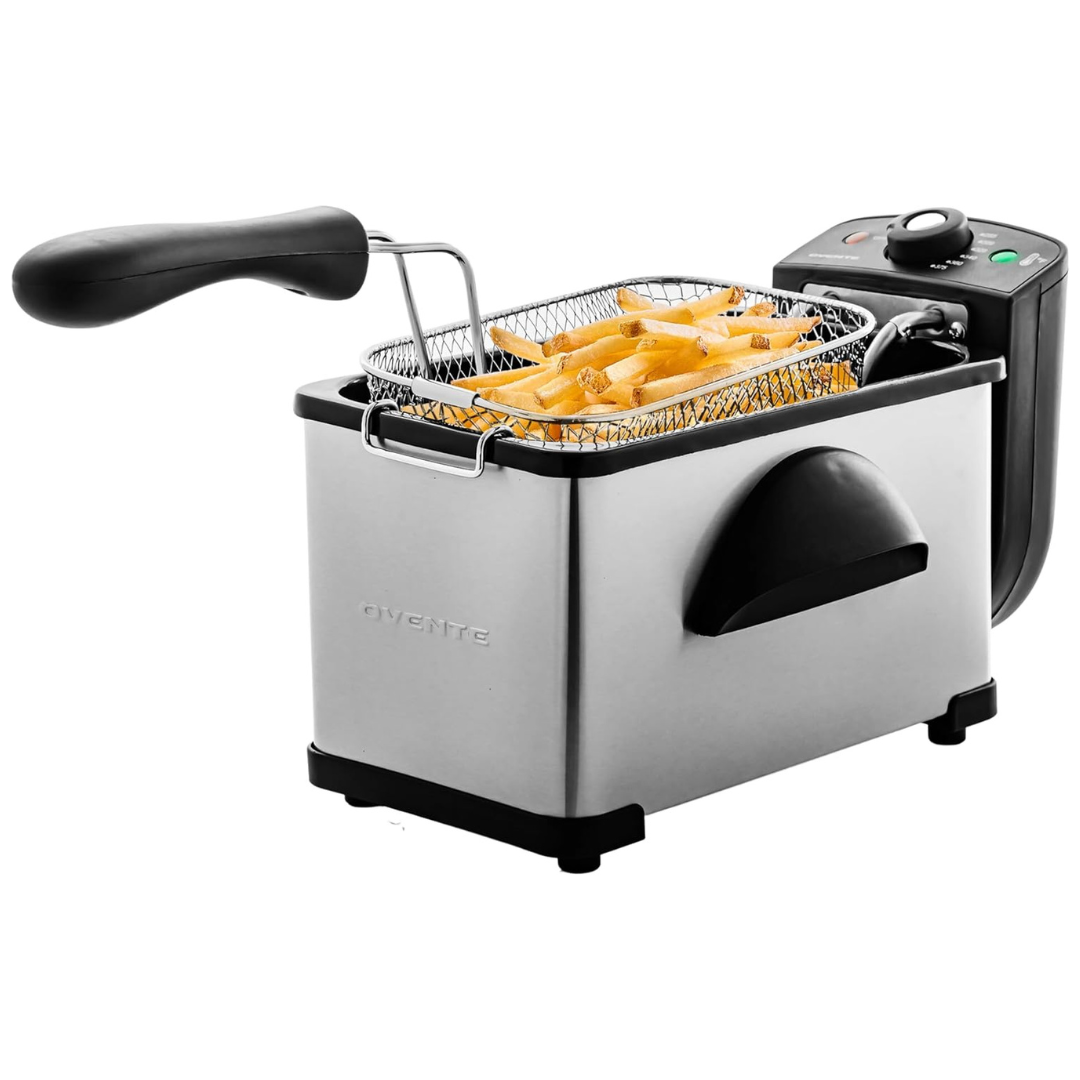 Ovente 1500W 2L Electric Deep Fryer W/ Removable Frying Basket