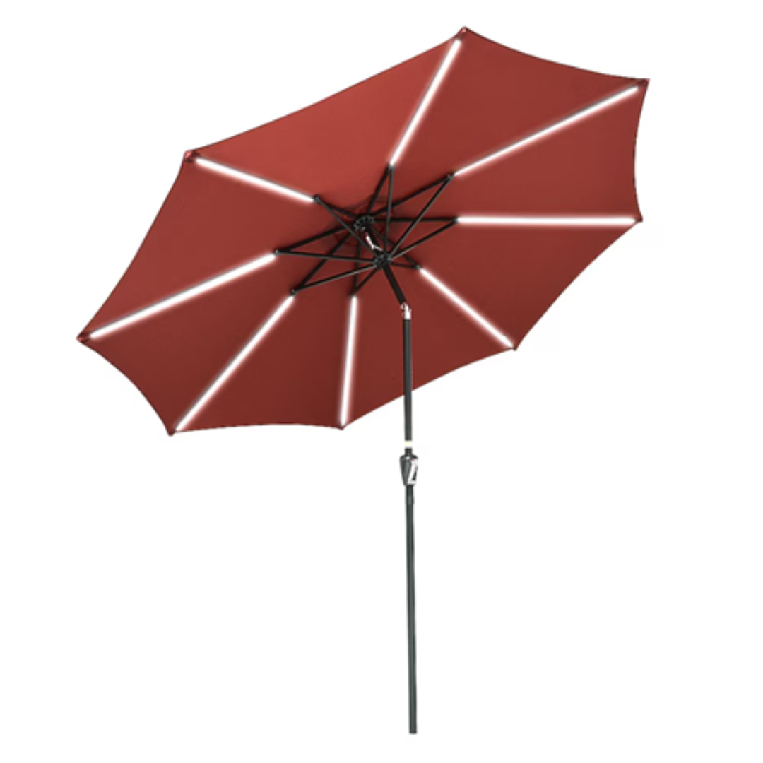 Yescom 9ft Solar LED Patio Umbrella With Crank