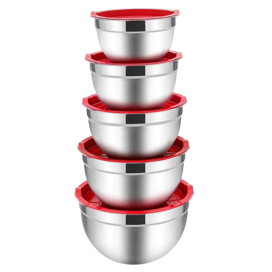 5-Piece Vesteel Stainless Steel Mixing Bowl Set W/ Lids