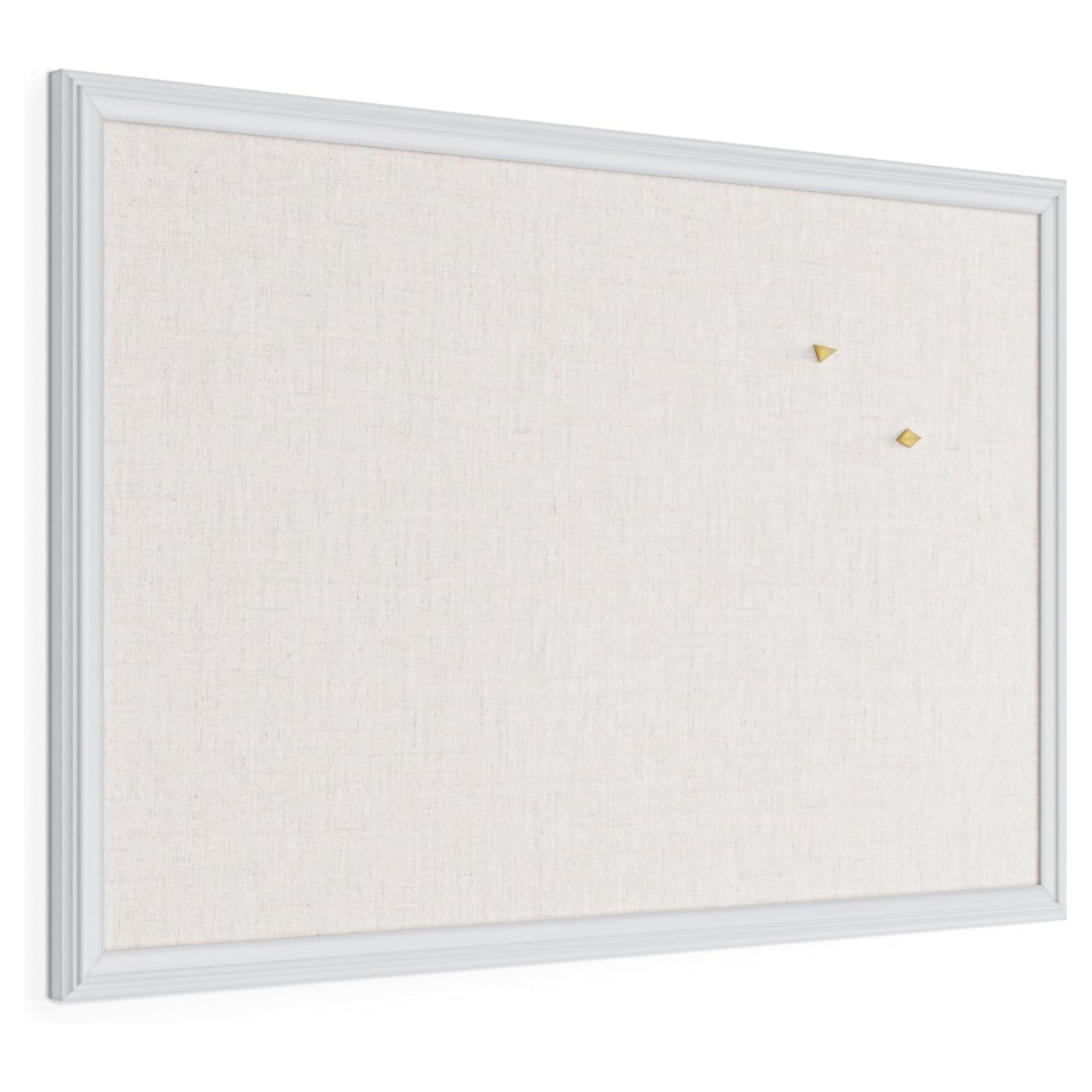 30" x 20" U Brands Farmhouse Linen Bulletin Board With Push Pins