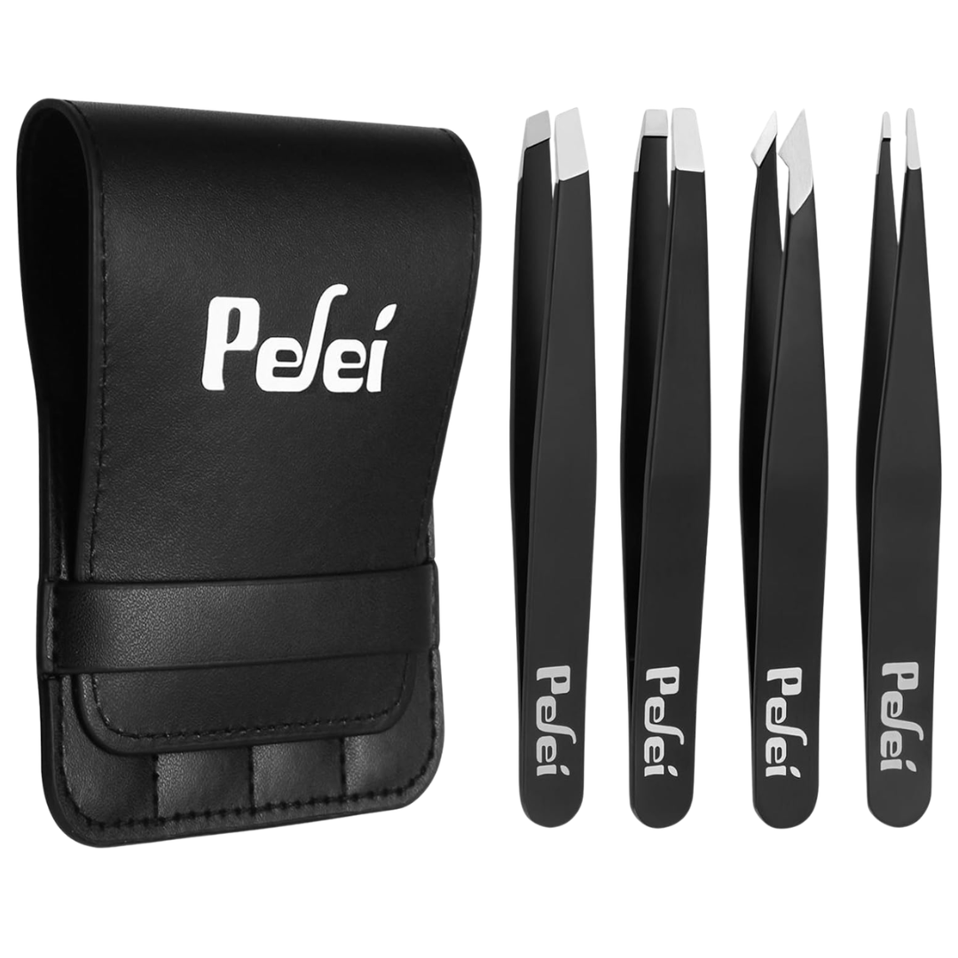 4-Piece Pefei Professional Stainless Steel Tweezer Set