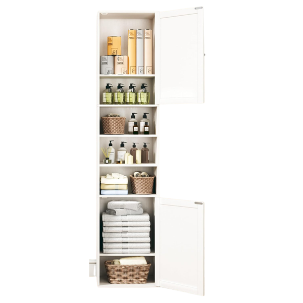 70.8" Tall Bathroom Slim Floor Storage Cabinet W/ 2 Barn Doors
