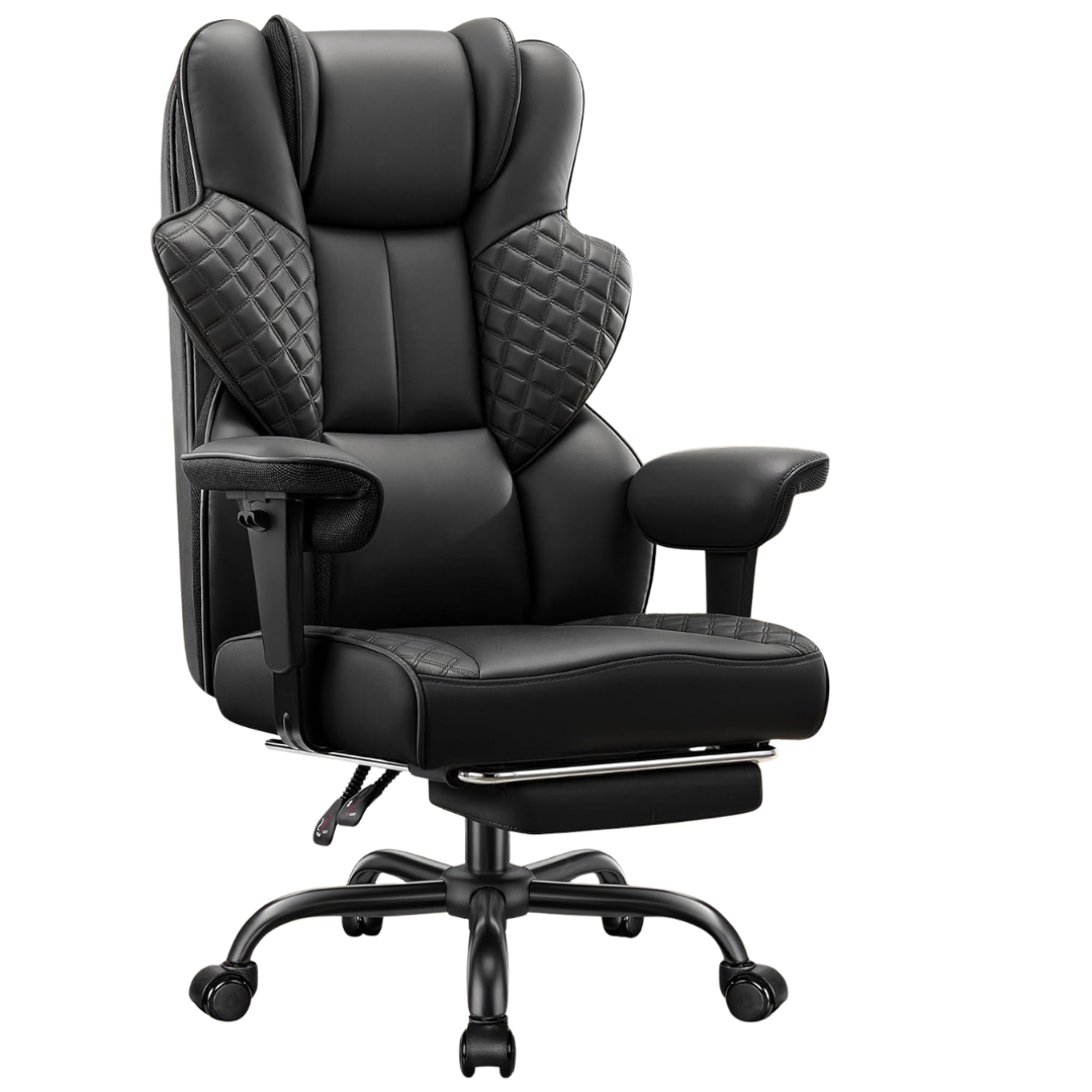 500lbs Ergonomic PU Leather Big & Tall Office Chair With Footrest