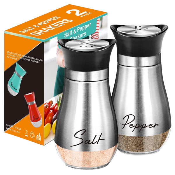 4oz Salt And Pepper Shakers Set With Stainless Steel Lids