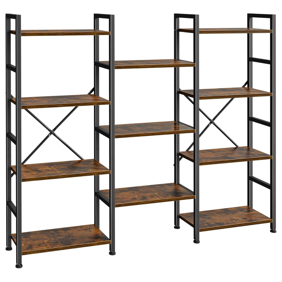 Superjare Triple 4-Tier Adjustable Bookshelf