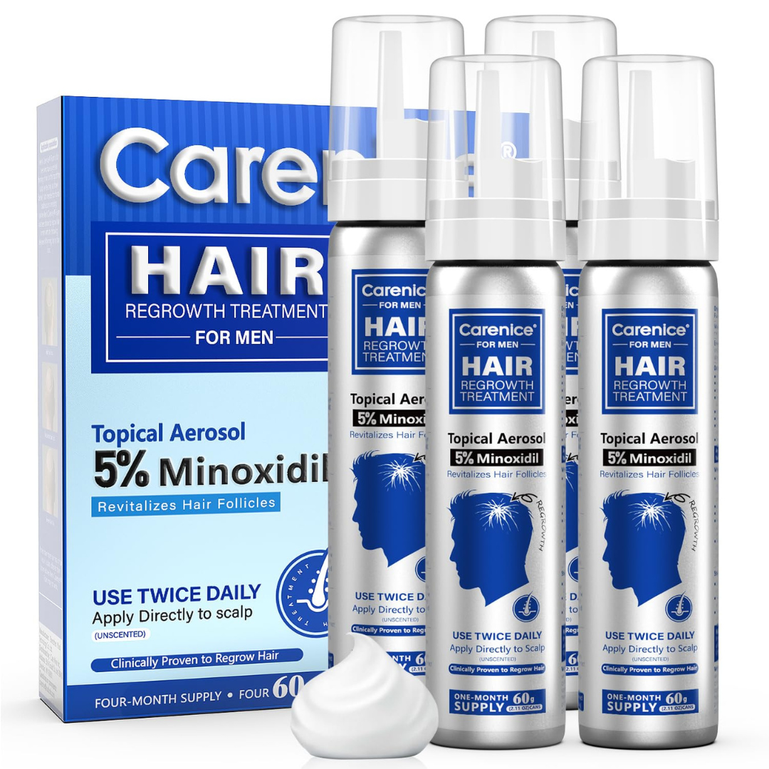 4-Pack Carenice Men's 5% Topical Minoxidil Foam With Biotin