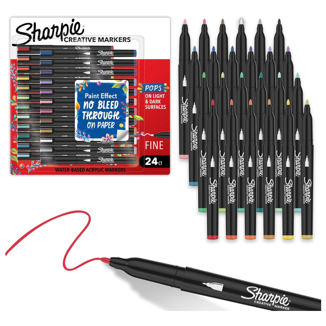 24-Count Sharpie Acrylic Paint Markers With Fine Tip
