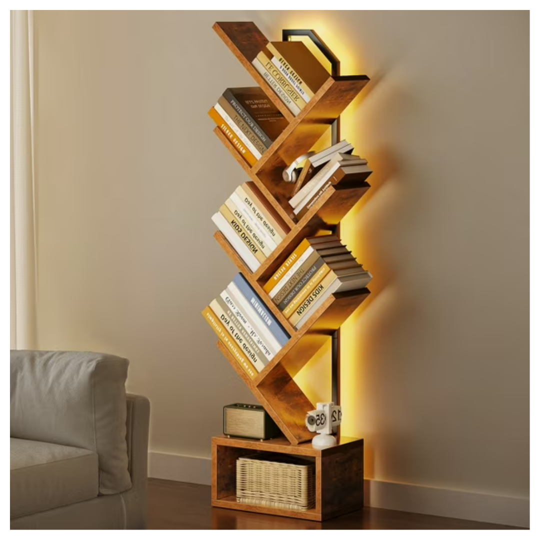 6 Tier Tree Bookshelf With LED Lights