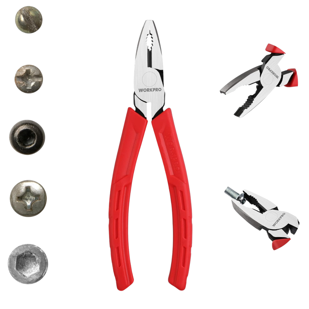 Workpro 6.5" Linesman S Screw Extractor Pliers W/ Unique Non-Slip Jaws