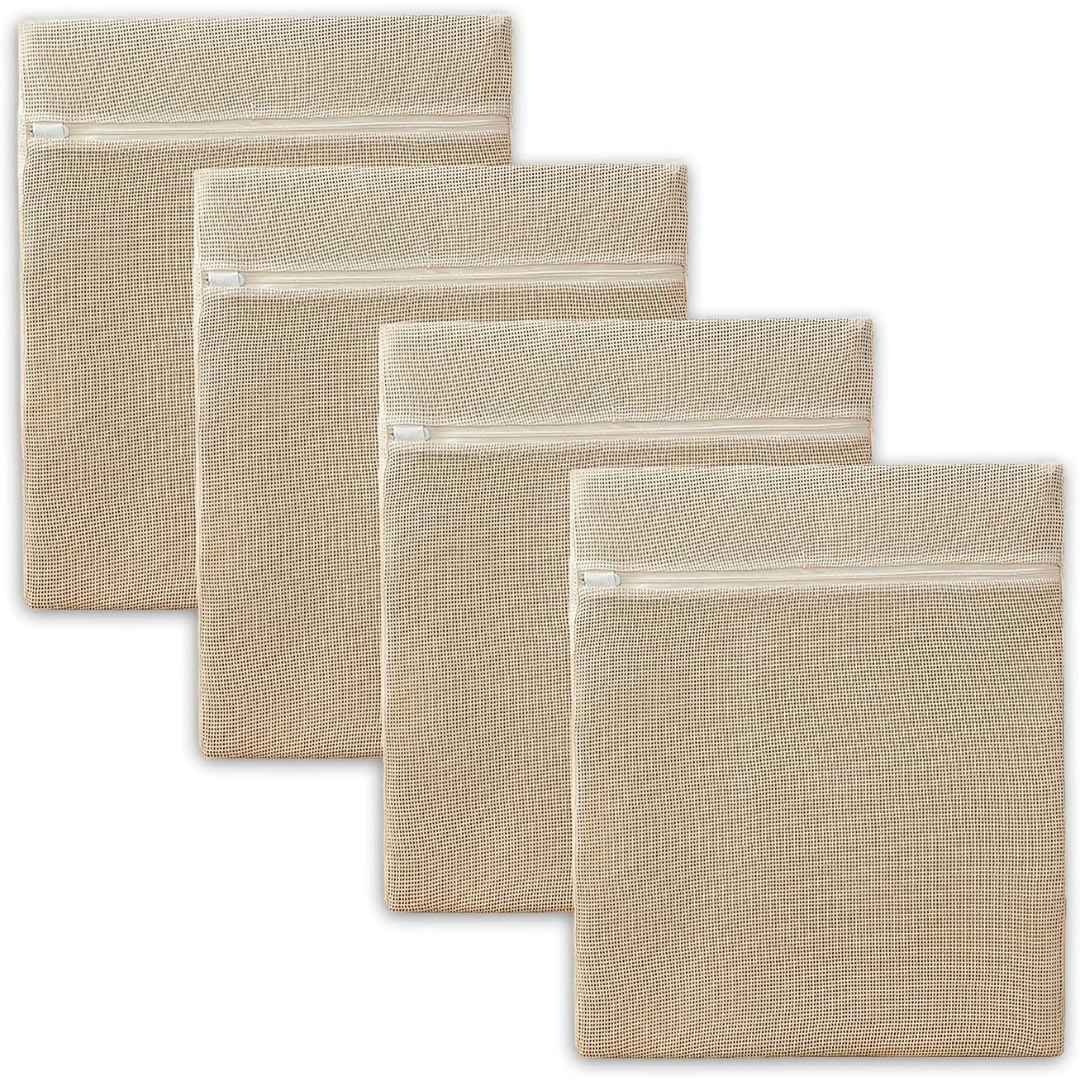 4-Pack Large Cotton Breathable Mesh Laundry Bags with Zipper