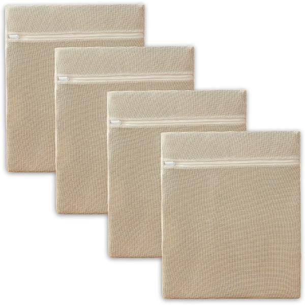 4-Pack Large Cotton Breathable Mesh Laundry Bags with Zipper