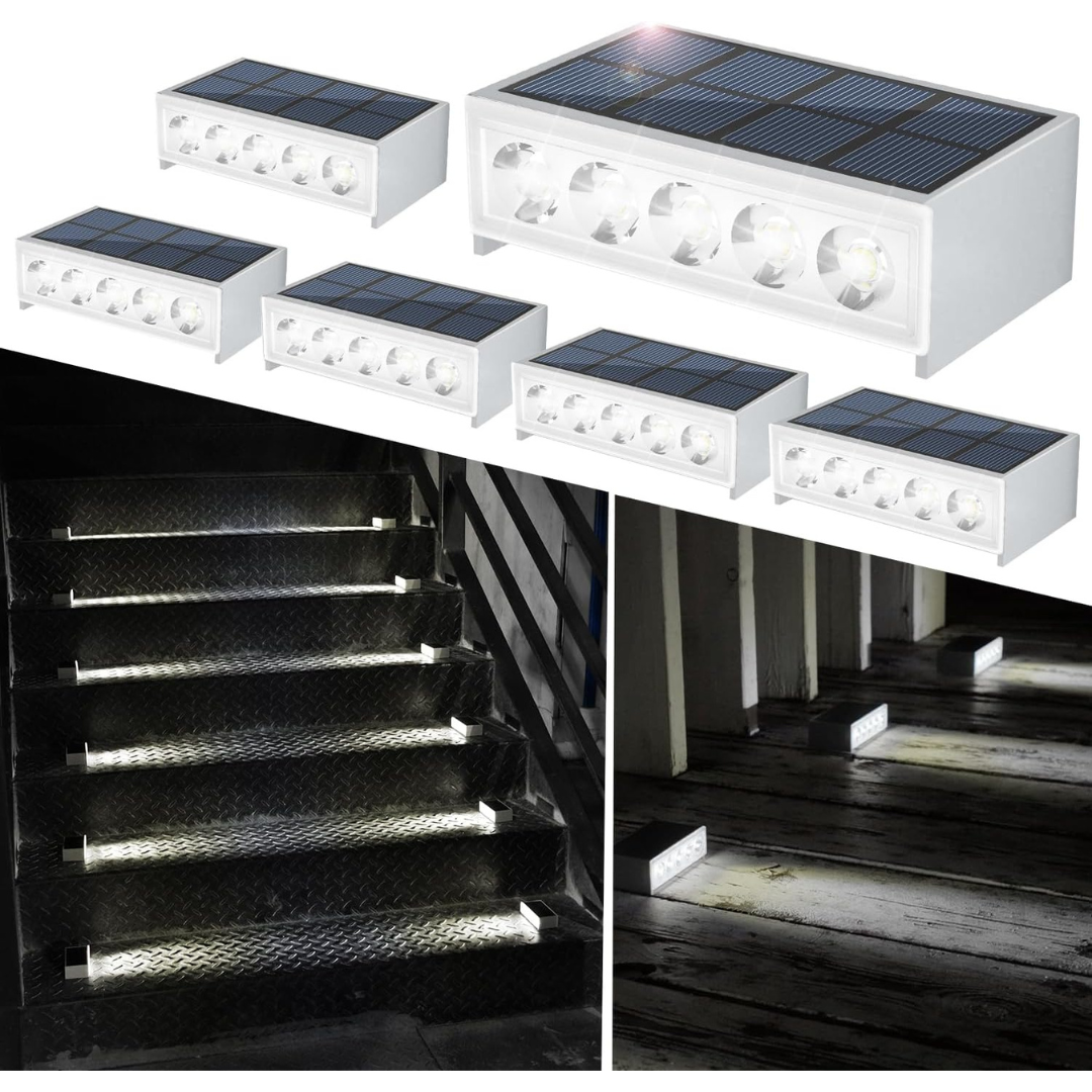 6-Pack 6000K Waterproof LED Solar Stair Lights
