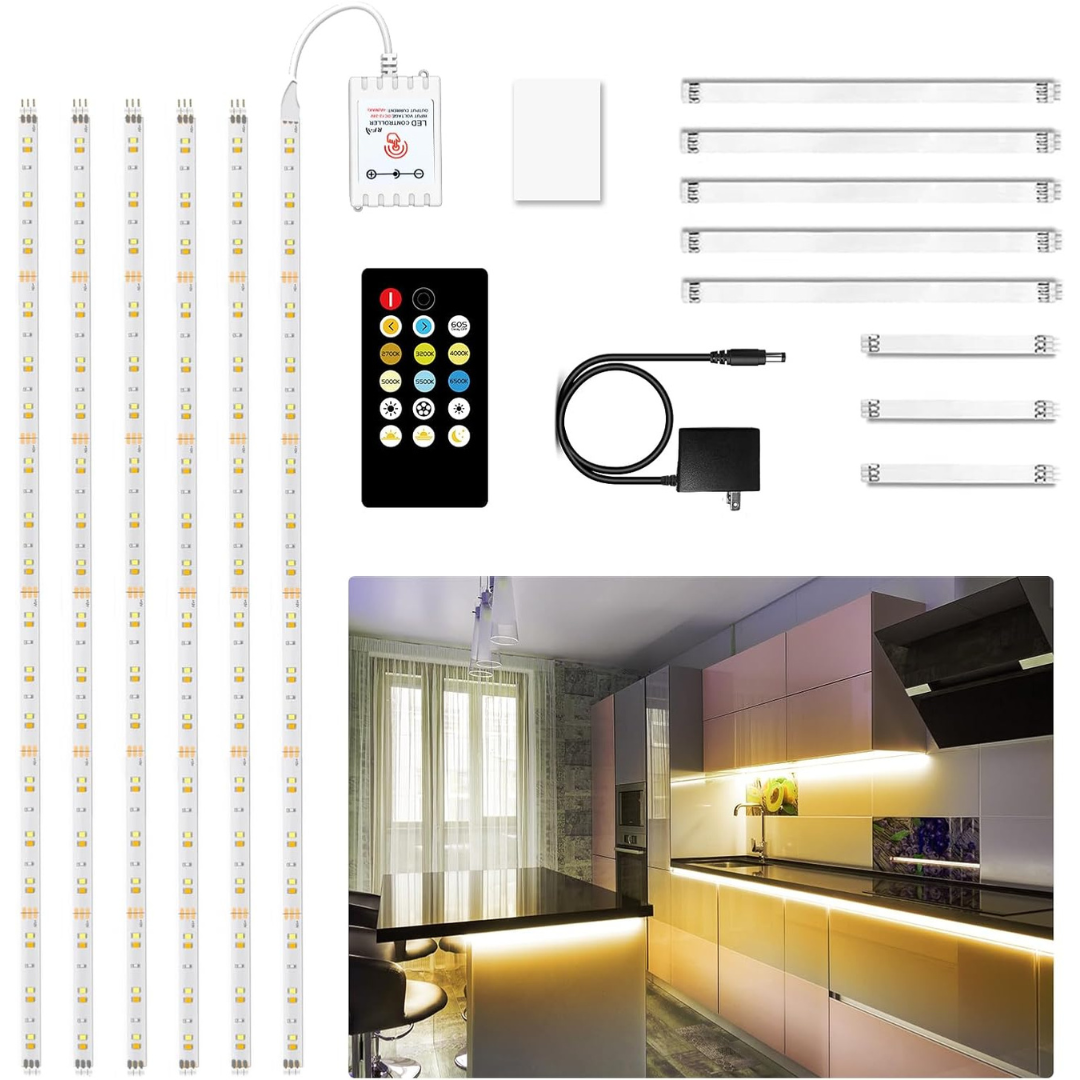 6-Pieces 9.8Ft LED Strip 2700K-6500K Cabinet Lights