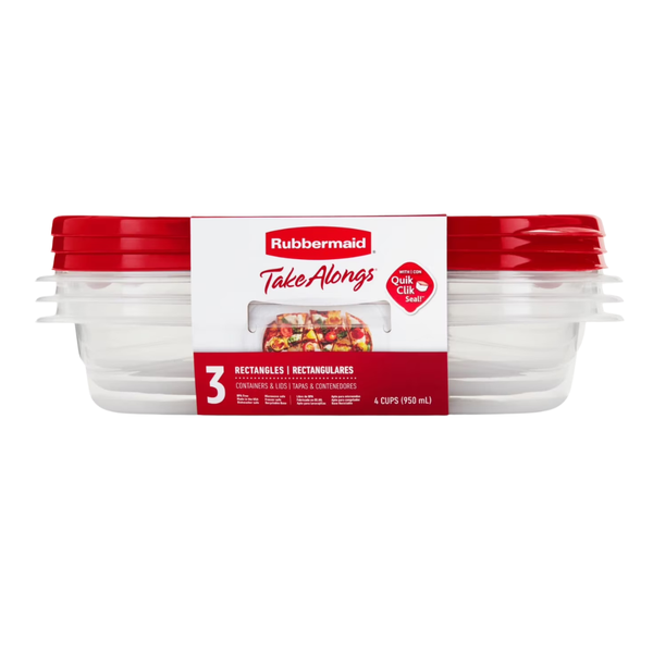 Set of 3 Rubbermaid TakeAlongs 4 Cup Rectangle Food Storage Containers